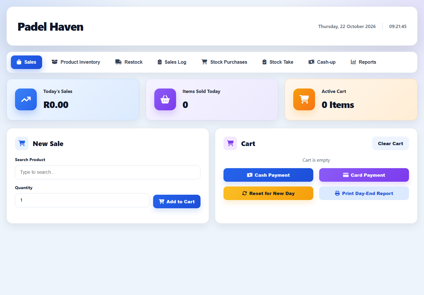 Padel Haven POS — Sales